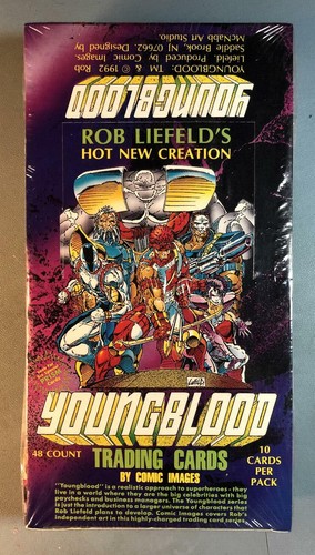 CARTE COLLEZIONABILI YOUNGBLOOD SCATOLA SIGILLATA IN FABBRICA (48 CONFEZIONI) ROB LIEFELD CREATOR* - Foto 1 di 6