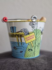 Vintage Curious George Goes Fishing 1996 Schylling Pail Sand Bucket With Acc