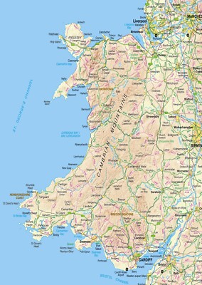 Wales Karte Poster Druck A5, A4, A3, A2, A1, A0