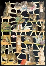 VICTORIAN STYLE DIE CUT PAPER SCRAPS MIXED CatS ef7288 GERMANY