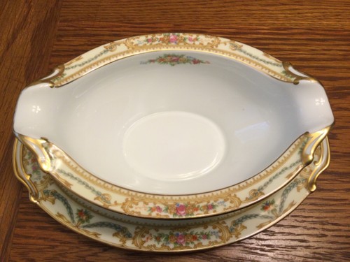 VTG Noritake Cynara 3829 Gravy Boat w/attached Under Plate Made in Japan - Picture 2 of 6