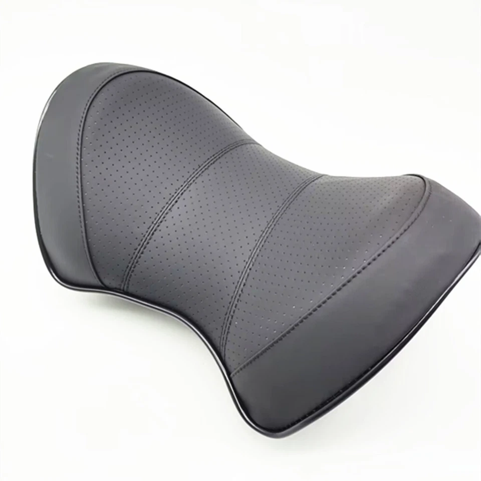 PU Leather Car Seat Headrest Pillow Travel Pillow Neck Support Cushion Pad Black Foto 2 de 4