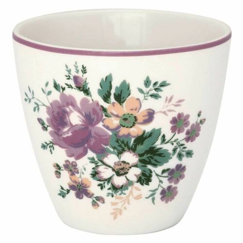 Greengate Latte Cup Marie Dusty Rose Tasse Steingut Weiß Blumen - Bild 1 von 1