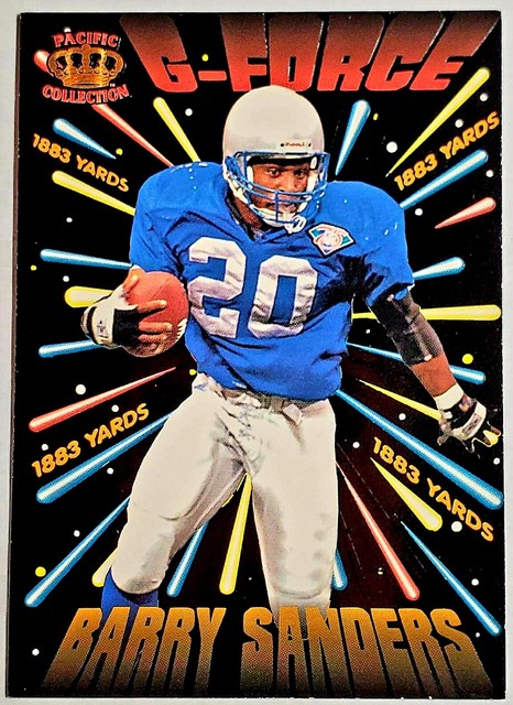 1995 Pacific Collection Barry Sanders G FORCE Football Card GF 4 LIONS 