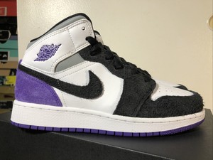 purple black and white jordans 1