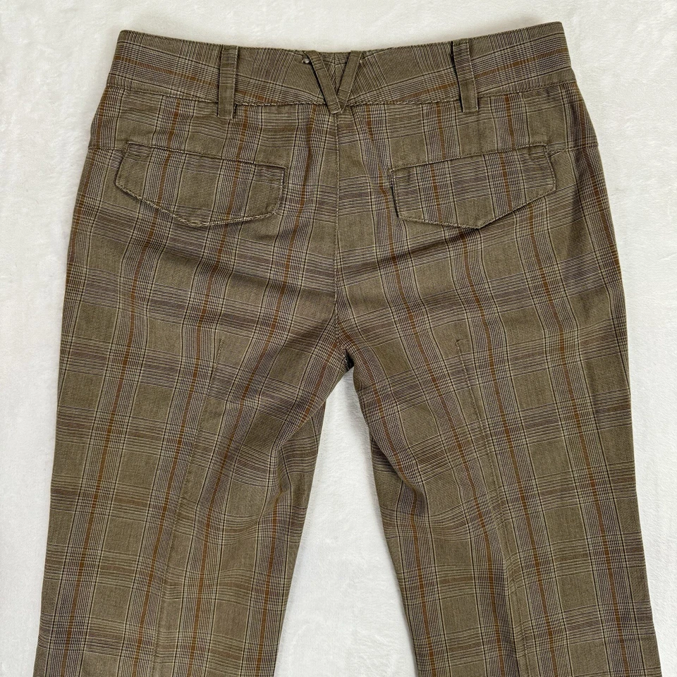 Calça social Vince marrom xadrez bootcut tamanho 2 cintura baixa preppy outono Y2K - Imagem 4 de 4