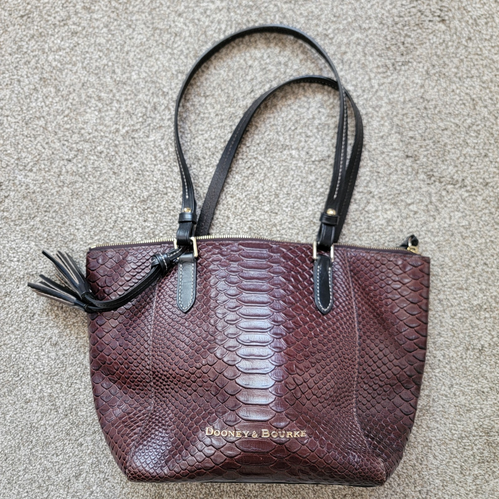 Dooney & Bourke Dark Brown Python Snakeskin Embos… - image 1