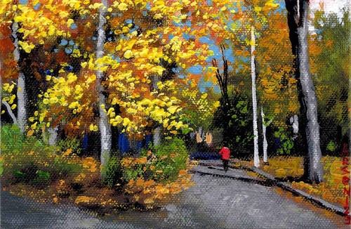 Oil Painting Handmade Arseni ~ DAY GOOD 6" X 4" NO FRAME Art USA - Picture 2 of 11