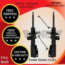 Monroe OEM Front Struts With Sway Bar For 2013-2017 Chevy Traverse Lifetime War.