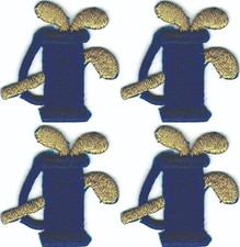Blue Golf Club Bag Patch Embroidered Cut out Iron on Sew on Lot of 4