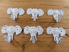 6 Elephant Hooks Coat Hooks Hall Tree Entryway Nursery Room Decor Cast Iron Hat
