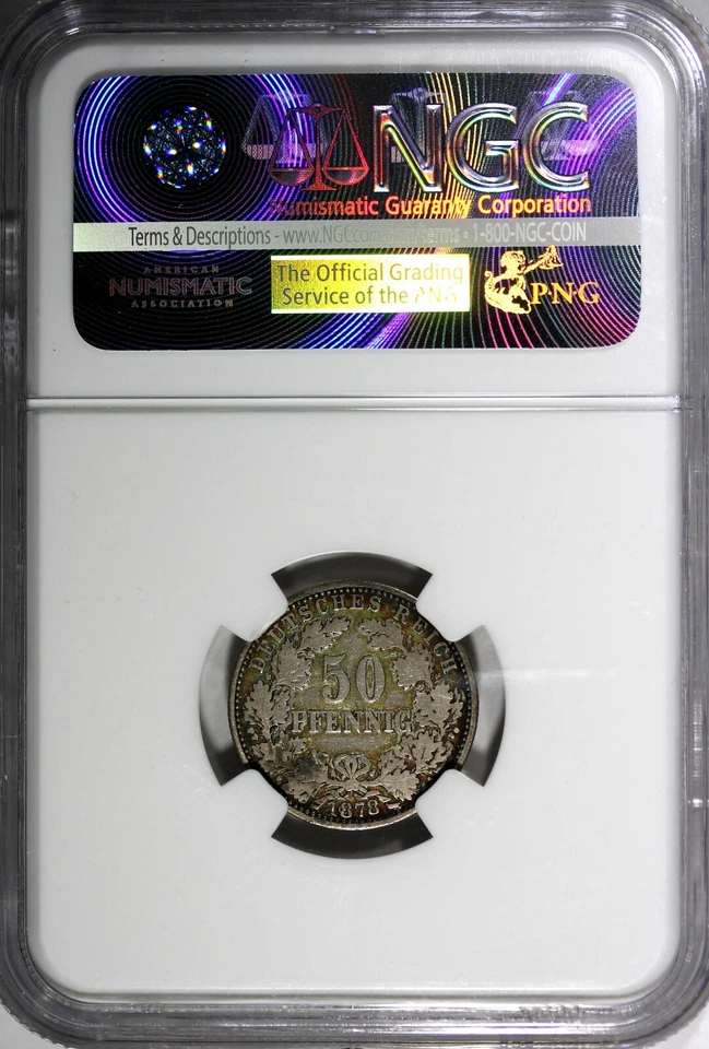 Germany-Empire Wilhelm I 1878 E 50 Pfennig NGC VF20 KEY DATE VERY RARE KM# 8(37) - Image 3 of 4