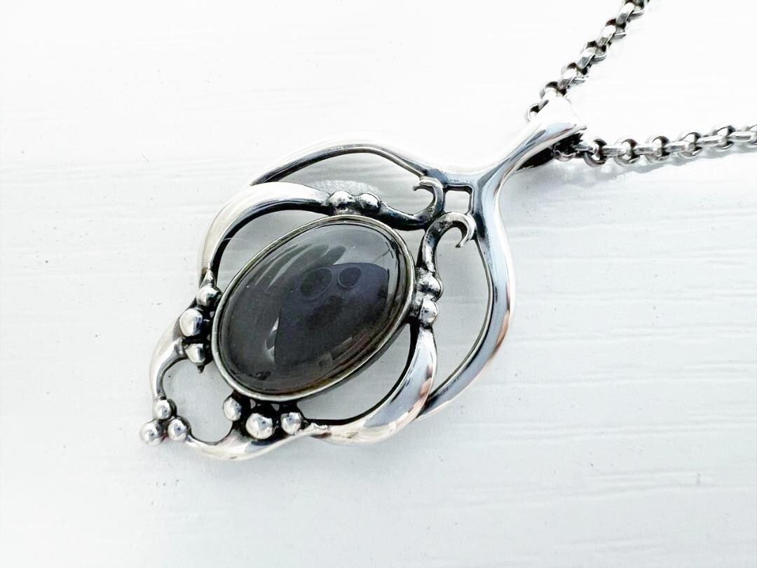 GEORG JENSEN Year Moonstone Chain Pendant Necklace Women SV925 