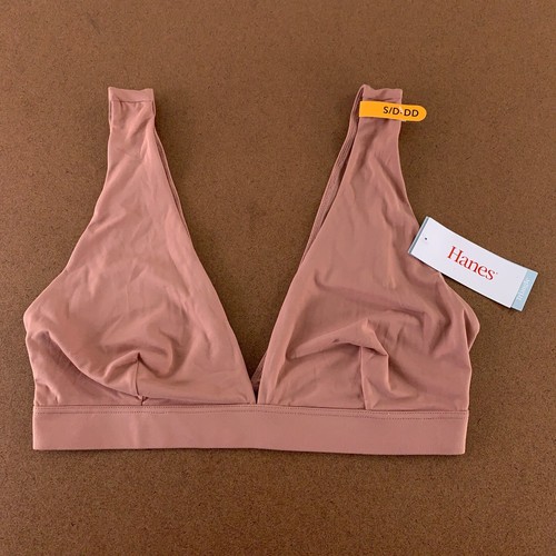 Hanes Women's Small D/DD Mauve Authentic Triangle Pullover Bralette DHY203 NWT - 第 1/7 張圖片