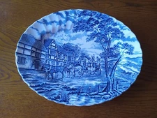 Myott Royal Mail Blue Staffordshire England Oval 12” Platter