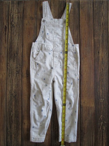 Old Navy Girls 4T (3T) Bibs Overalls White Ditsy Floral Denim Jean Cotton - Picture 2 of 9