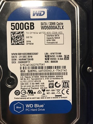 Western Digital Blue 500GB Internal 7200RPM 32MB 
