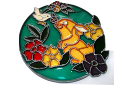Vintage Sun catcher Stained Glass Window Hanger SPRINGTIME