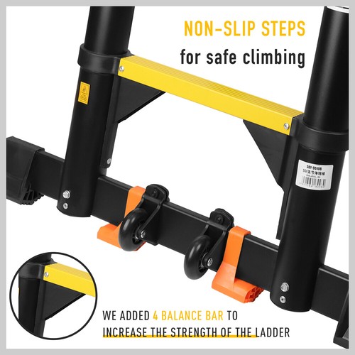 Telescopic Aluminium Ladder Extendable Telescope Folding Step Ladder 330Lbs Au - Picture 8 of 14