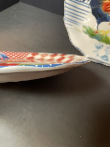 Pier 1 Ironstone Country Rooster Chicken 2 Dinner Plate Country Farmhouse 11" - Picture 5 of 8