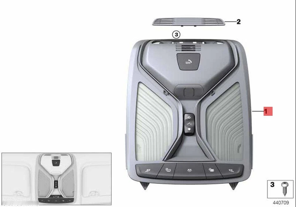 Centro de función de techo OEM 5A3C962 para BMW 530e, 530eX, 530iX, 540i, 540iX, X3, X4 Foto 2 de 4