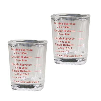 2x Espresso Messgläser flüssig schwer Glas Tasse mit Messskala für