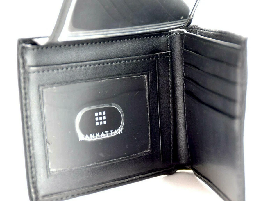 Perry Ellis Manhattan Mens Faux Leather Bifold ID Card Wallet Black - Image 3 of 4