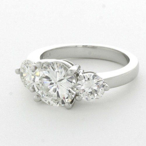 4.4CT NATURAL DIAMOND H/SI2 ROUND CUT PLATINUM PRONG CLASSIC ANNIVERSARY RING - Picture 2 of 7
