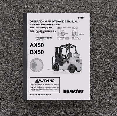 Komatsu FD30T-16 BX50 Forklift Lift Truck Owner Operator User Guide Manual