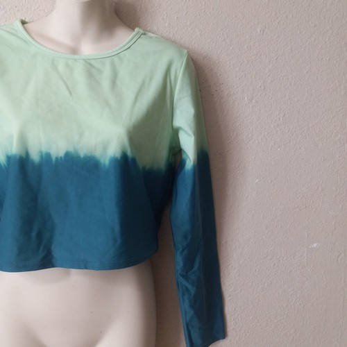 GAP Girls Rashguard Swimsuit Long Sleeve Top Green Blue tie dye Size M 4939 - Picture 5 of 7