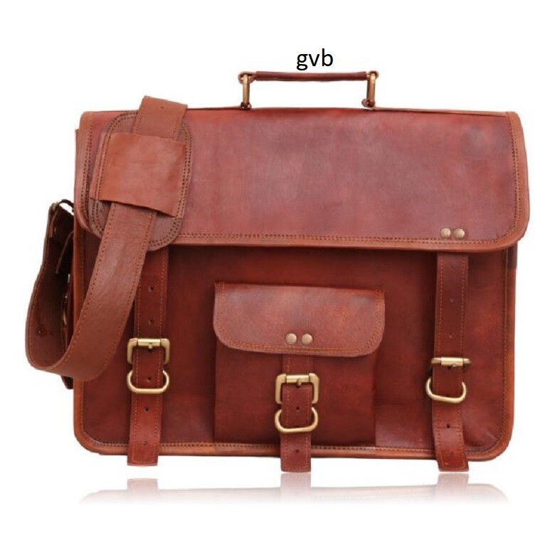 15" Quality Leather Messenger Bag Computer Distressed Brown Satchel Briefcase