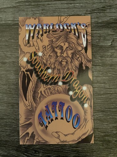 vintage WARLOCKS SOUTHERN DRAGON TATTOO BUSINESS CARD RALEIGH NC ephemera - 第 1/2 張圖片