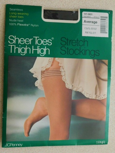 Vtg JCPenney Sheer Toes Thigh High 