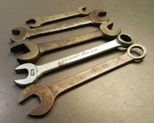 Lot of 5 Vtg Wrenches Combo + Open-end Fleet "Driver Brand" GlobeMaster + Other