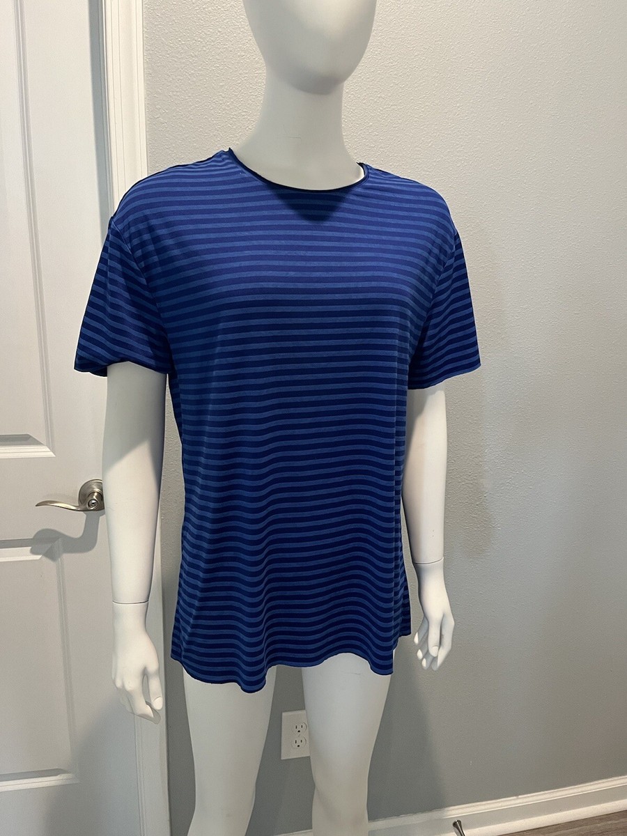 Zara Trafaluc Blue Striped Short Sleeve Knitted Shirt Size Small - Main Image
