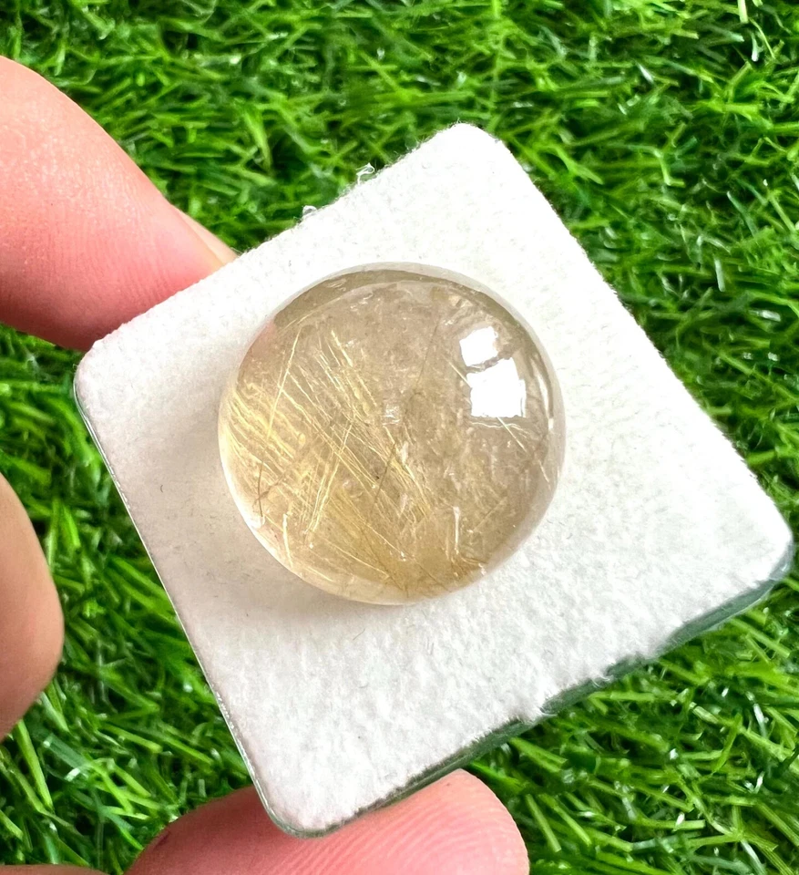 Natural Golden Rutilated Quartz 20MM Round Cabochon 2Pcs Loose Gemstone Lot. - Image 2 of 4