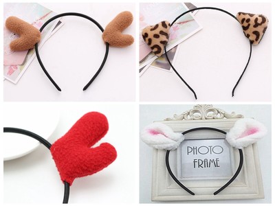 2 Pcs Cute Women Christmas Headbands Fluffy Rein Deer Cat Ears Animal Cosplay