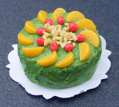 Runde Torte mit limettengrünem Glasur Tumdee Puppenhaus Miniatur NC62 Maßstab 1:12