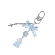 Cute Bowknot Flower Bead Keychain Pendant Decorations Charm for Bag Backpack