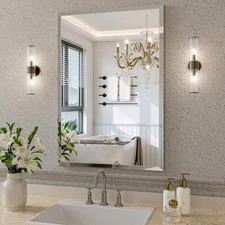 Frameless Bathroom Mirror for Wall, 18"x26" Beveled Bathroom Vanity Mirror, M...
