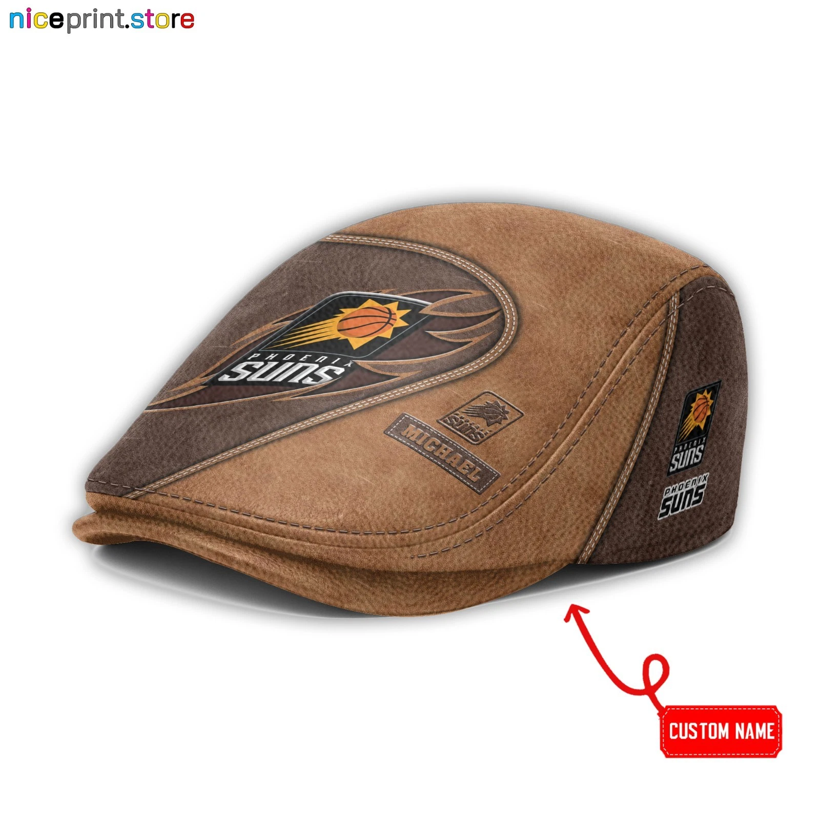 Leather Cap Phoenix Team Suns Jeff Cap NBA Driver Cap Golf Cap NBA Flat Cap