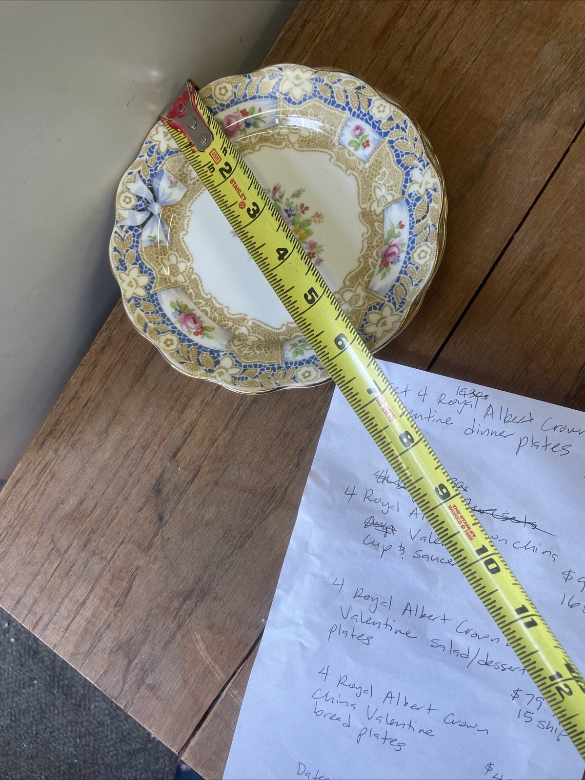 Rare Royal Albert Crown China Valentine Bread  Plates Plate Set 4