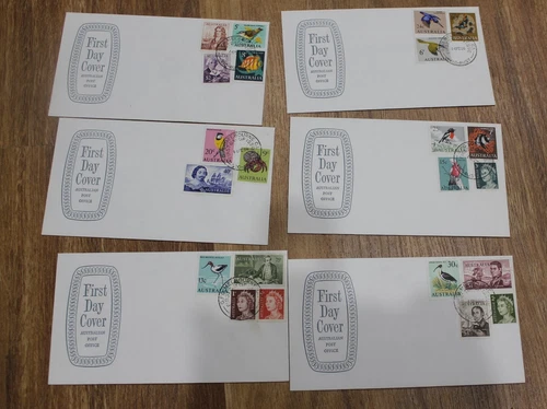 1966 AUSTRALIAN DEFINTIIVES FDC COVERS x 6 - FREE AU POST