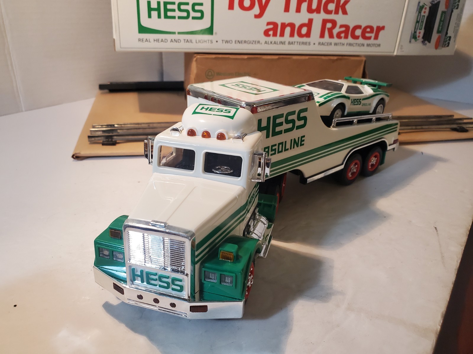 Vintage 1991 HESS Toy Truck and Friction Racer in Original Box New Tested