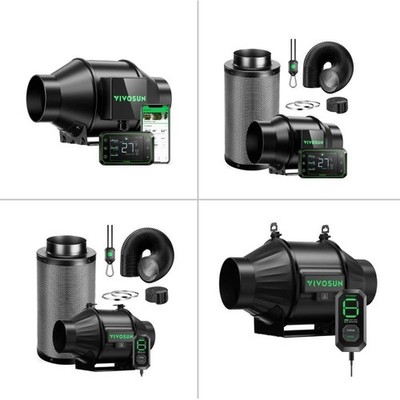 VIVOSUN Inline Fan & Fan Kit 4'' 6'' Smart Ventilation w/ E12 or GrowHub E42A+
