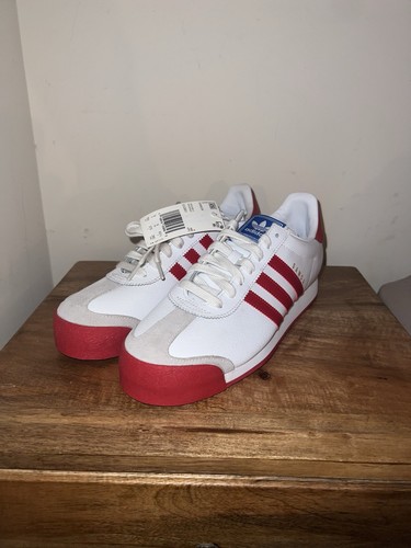 ADIDAS SAMOA WHITE AND RED LEATHER LACE-UP MENS NEW SIZE 9.5 EG3001 CHECK IT OUT - Picture 3 of 8