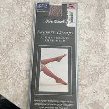 Nice Touch Vintage Support Therapy Light Toning Knee High Soft Taupe Size A