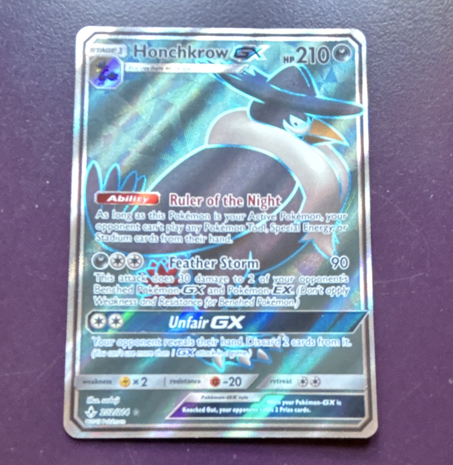 The Pokémon Company Honchkrow GX Full Art Holo 202/214 SM Unbroken Bonds