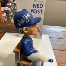 NIB Ned Yost 2016 KC Royals Bobblehead signed w/ Beckett #3W016376