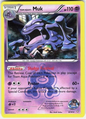 Team Aqua's Muk 8/34 Holo Rare Double Crisis Pokemon Near Mint